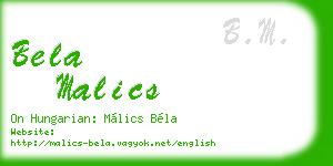 bela malics business card